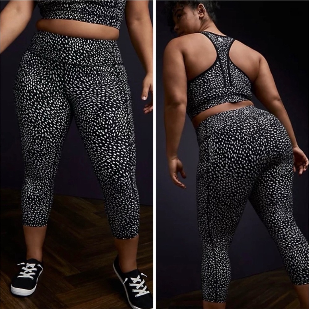 torrid Black & White Speckled High-Waist Capri Leggings